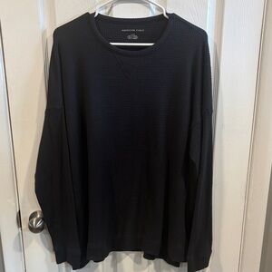 American Eagle Outfitters Black Waffle Knit Top Size Large